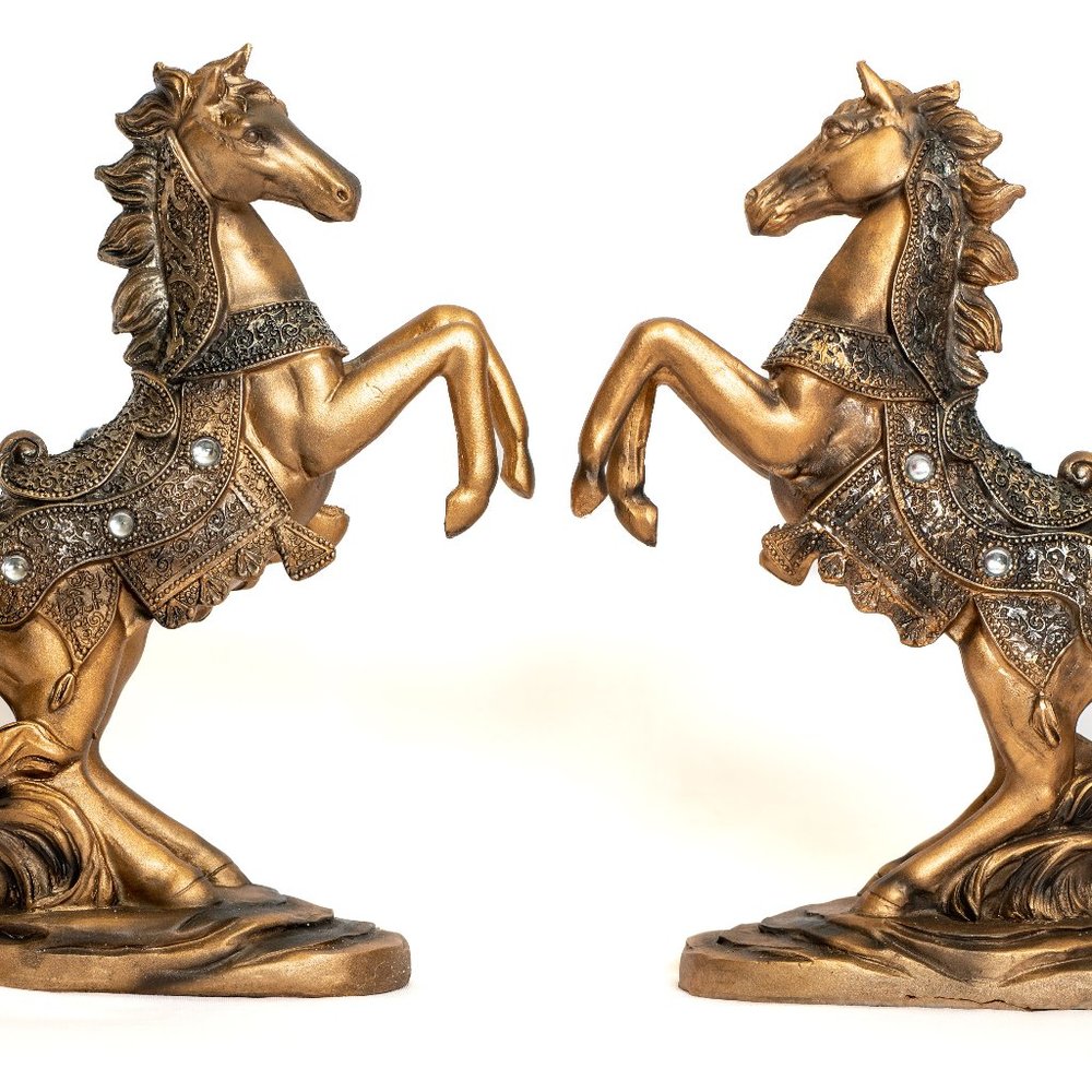 Pair of Desktop Decorative Horse Statue, Animal Sculpture Ornament Home Decor